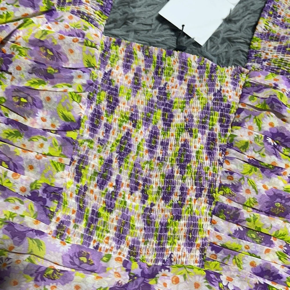 🥰🥰ZARA Floral Ruched Puff Sleeves Mini Dress🥰🥰 - Picture 10 of 16